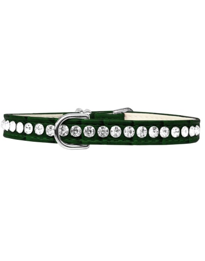 Beverly Style Rhinestone Designer Croc Dog Collar Emerald Green Size 10
