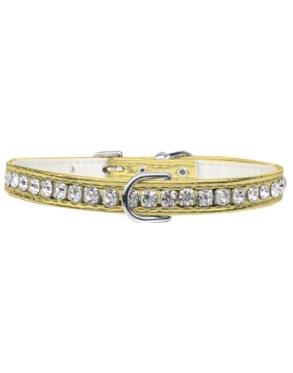 Beverly Style Rhinestone Designer Croc Dog Collar Gold Size 10