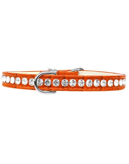Beverly Style Rhinestone Designer Croc Dog Collar Orange Size 10