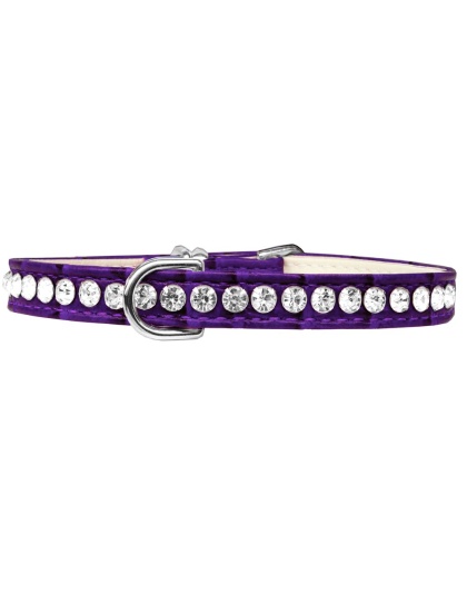 Beverly Style Rhinestone Designer Croc Dog Collar Purple Size 10