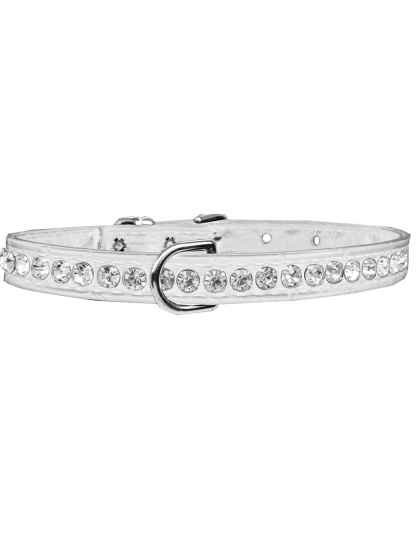 Beverly Style Rhinestone Designer Croc Dog Collar White Size 10