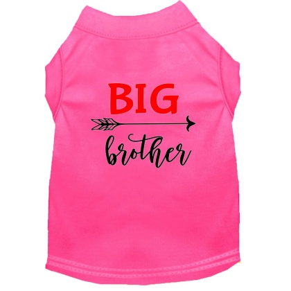 Big Brother Screen Print Dog Shirt Bright Pink Lg