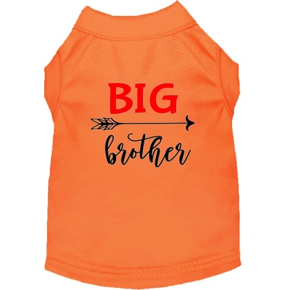 Big Brother Screen Print Dog Shirt Orange Lg