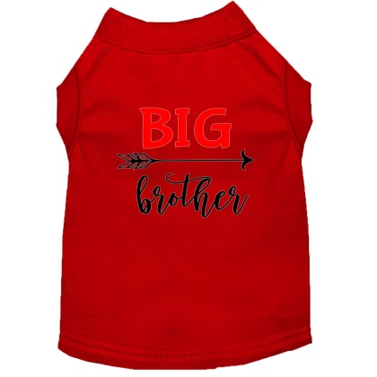 Big Brother Screen Print Dog Shirt Red Lg