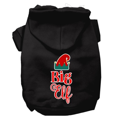 Big Elf Screen Print Dog Hoodie Black L