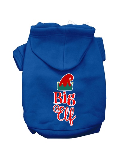 Big Elf Screen Print Dog Hoodie Blue L