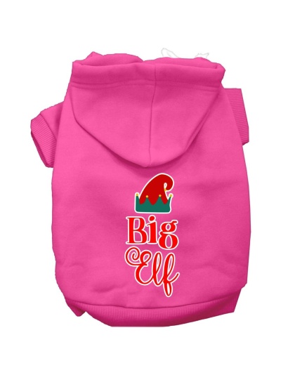 Big Elf Screen Print Dog Hoodie Bright Pink L