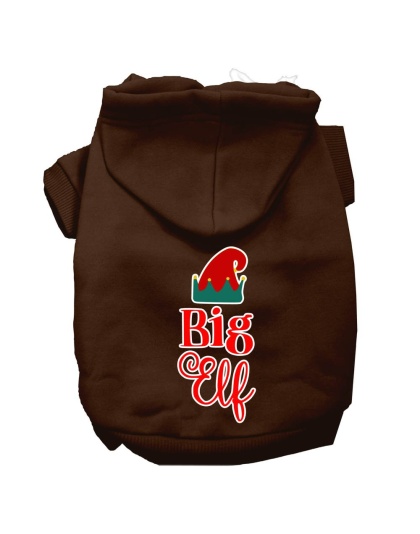 Big Elf Screen Print Dog Hoodie Brown L