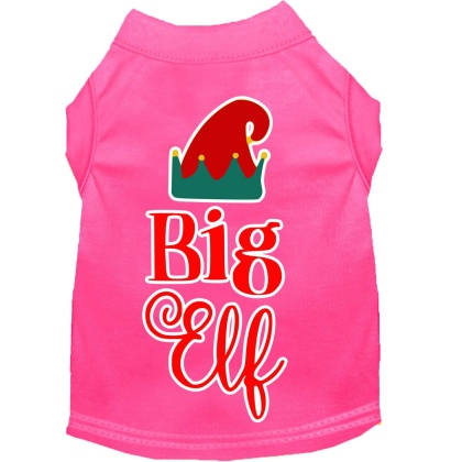 Big Elf Screen Print Dog Shirt Bright Pink Lg