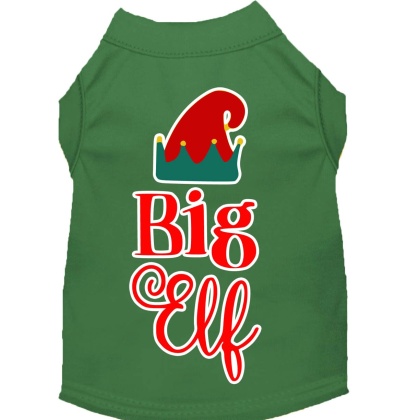 Big Elf Screen Print Dog Shirt Green Lg