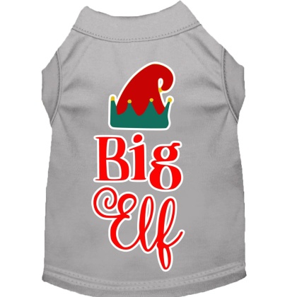 Big Elf Screen Print Dog Shirt Grey Lg