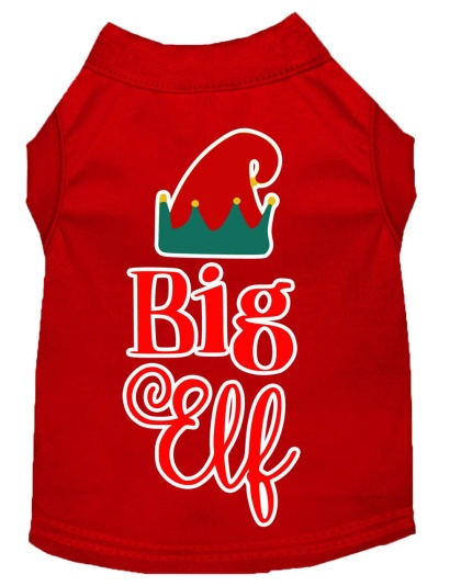 Big Elf Screen Print Dog Shirt Red Lg