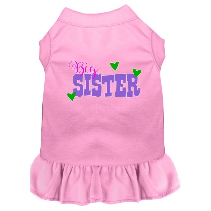 Big Sister Screen Print Dog Dress Light Pink 4X