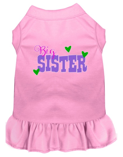 Big Sister Screen Print Dog Dress Light Pink 4X