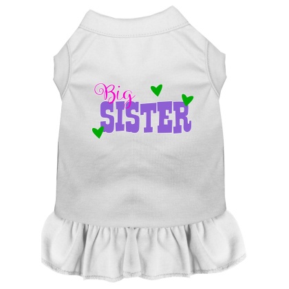 Big Sister Screen Print Dog Dress White 4X