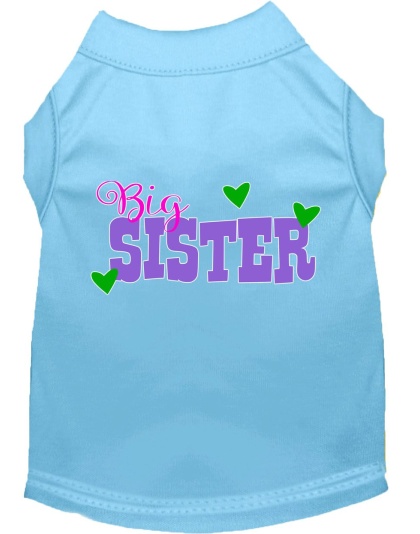 Big Sister Screen Print Dog Shirt Baby Blue Lg