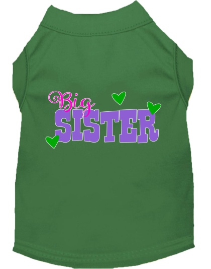 Big Sister Screen Print Dog Shirt Green Lg