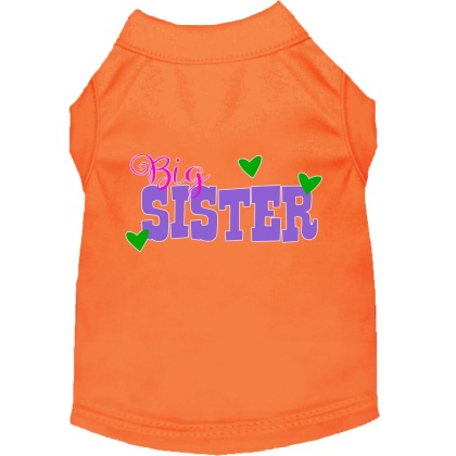 Big Sister Screen Print Dog Shirt Orange Lg