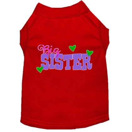 Big Sister Screen Print Dog Shirt Red Lg