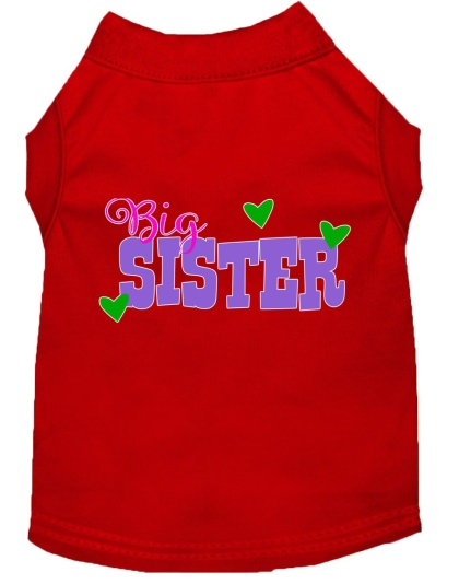 Big Sister Screen Print Dog Shirt Red Lg