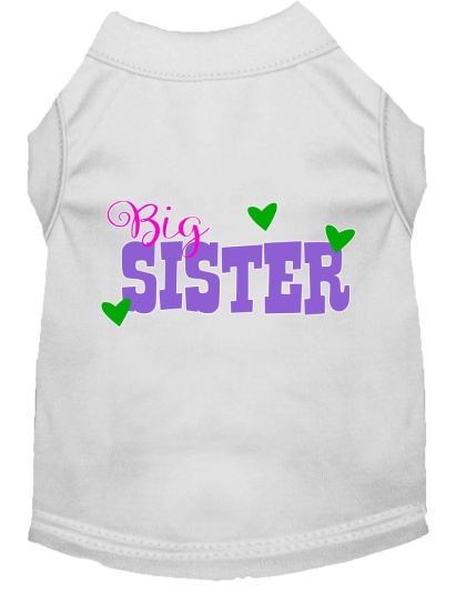 Big Sister Screen Print Dog Shirt White Lg