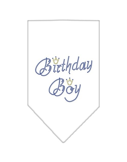 Birthday Boy Rhinestone Bandana White Large