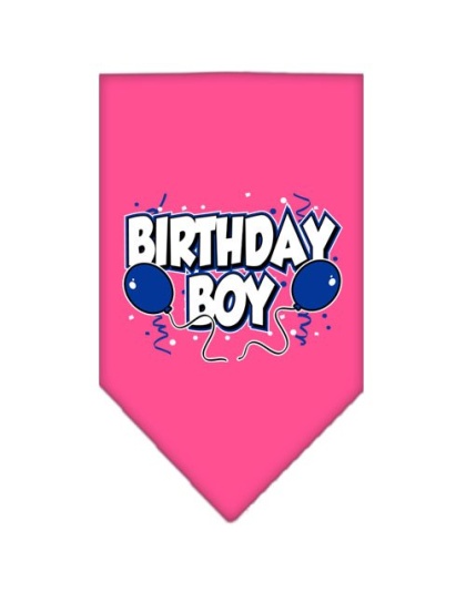 Birthday Boy Screen Print Bandana Bright Pink Large