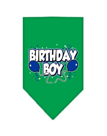 Birthday Boy Screen Print Bandana Emerald Green Large