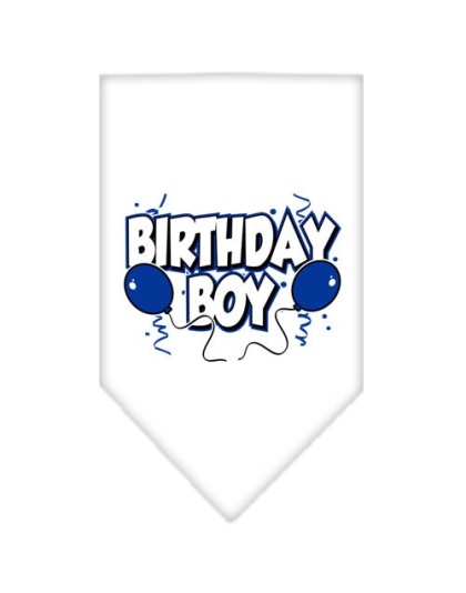 Birthday Boy Screen Print Bandana White Large