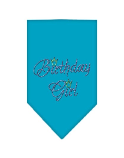 Birthday Girl Rhinestone Bandana Turquoise Large