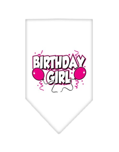 Birthday Girl Screen Print Bandana White Large