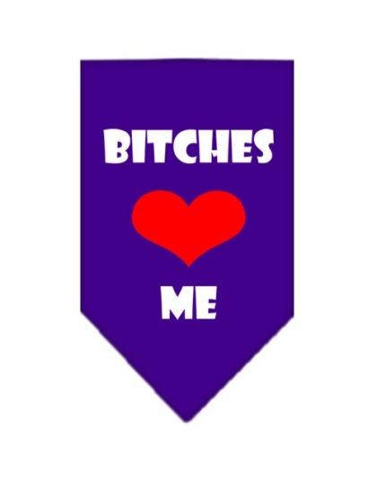 Bitches Love Me Screen Print Bandana Purple Large