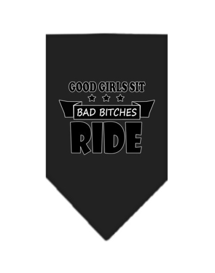 Bitches Ride Screen Print Bandana Black Large