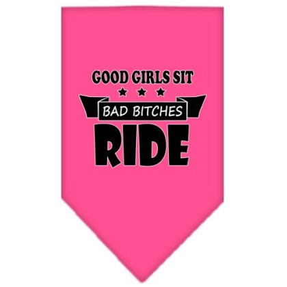 Bitches Ride Screen Print Bandana Bright Pink Large