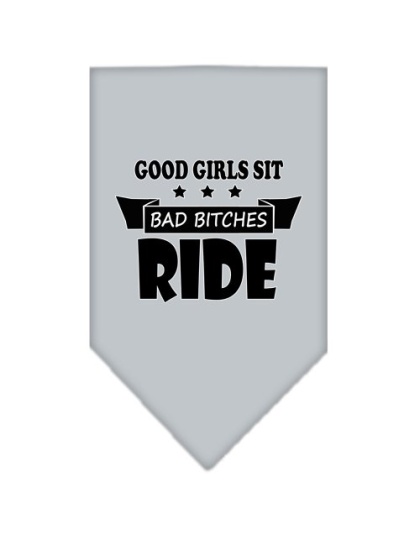 Bitches Ride Screen Print Bandana Grey Large