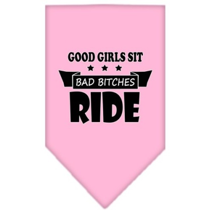 Bitches Ride Screen Print Bandana Light Pink Large