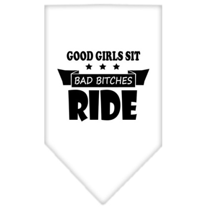 Bitches Ride Screen Print Bandana White Large