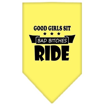 Bitches Ride Screen Print Bandana Yellow Large