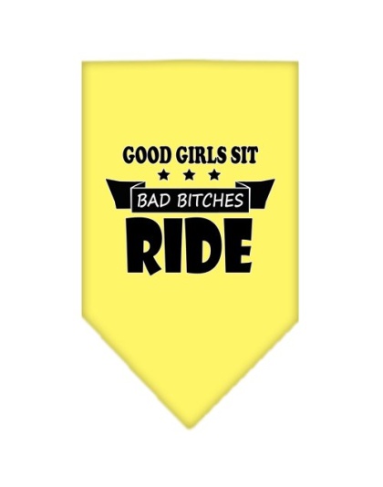 Bitches Ride Screen Print Bandana Yellow Large