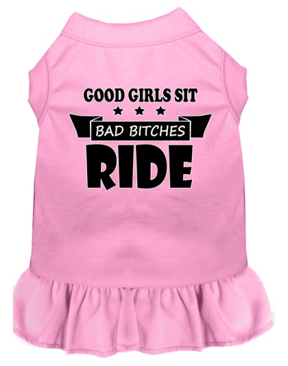 Bitches Ride Screen Print Dog Dress Light Pink 4X (22)