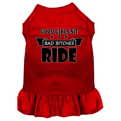 Bitches Ride Screen Print Dog Dress Red 4X (22)