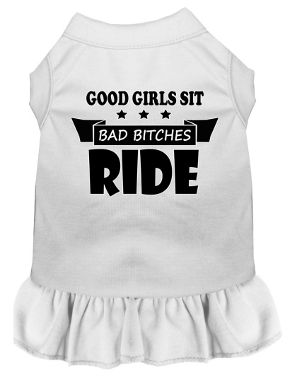 Bitches Ride Screen Print Dog Dress White 4X (22)