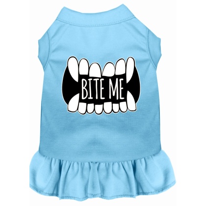 Bite Me Screen Print Dog Dress Baby Blue 4X (22)