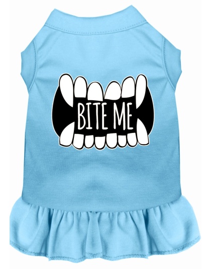 Bite Me Screen Print Dog Dress Baby Blue 4X (22)