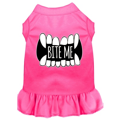 Bite Me Screen Print Dog Dress Bright Pink 4X (22)