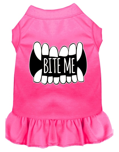 Bite Me Screen Print Dog Dress Bright Pink 4X (22)