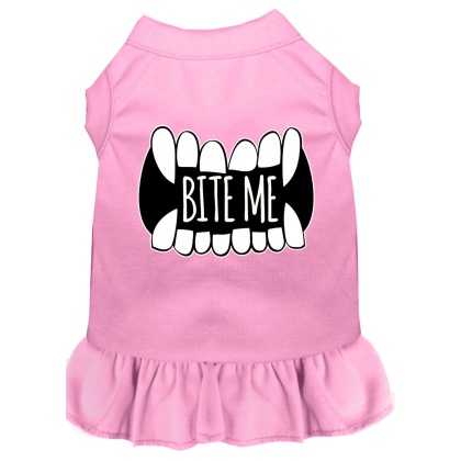 Bite Me Screen Print Dog Dress Light Pink 4X (22)