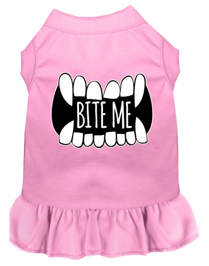 Bite Me Screen Print Dog Dress Light Pink 4X (22)