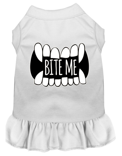 Bite Me Screen Print Dog Dress White 4X (22)