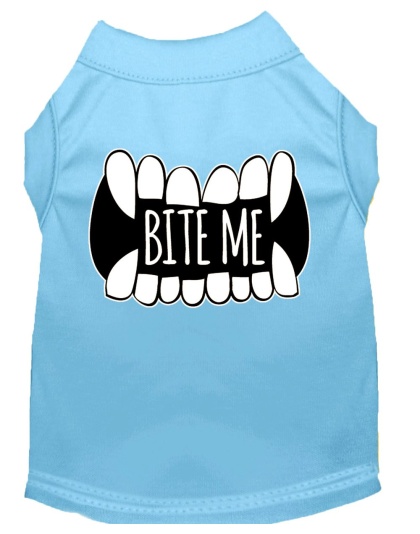 Bite Me Screen Print Dog Shirt Baby Blue Lg